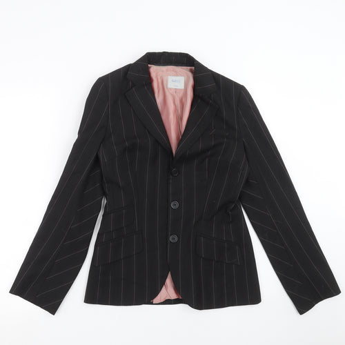 Oasis Womens Black Striped  Jacket Suit Jacket Size 8