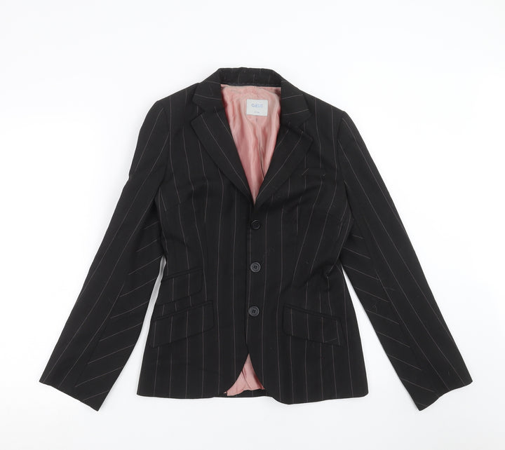 Oasis Womens Black Striped Jacket Suit Jacket Size 8
