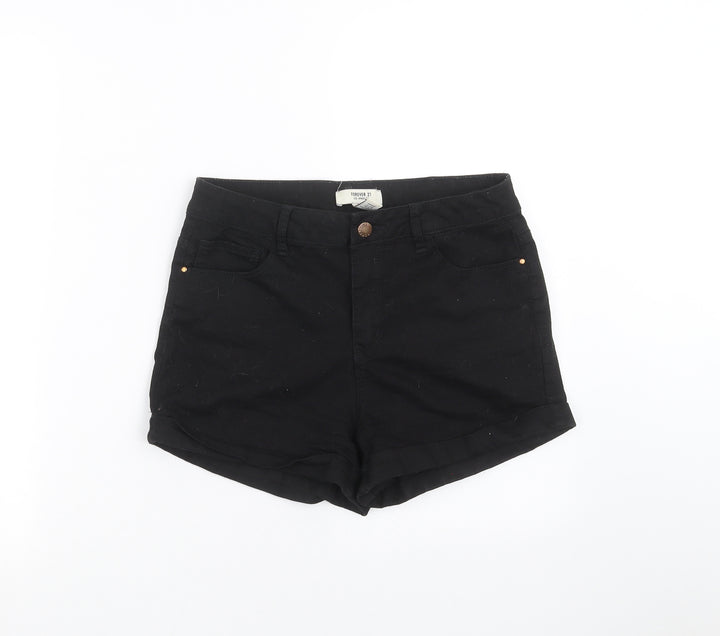 FOREVER 21 Womens Black Denim Hot Pants Shorts Size 28 in