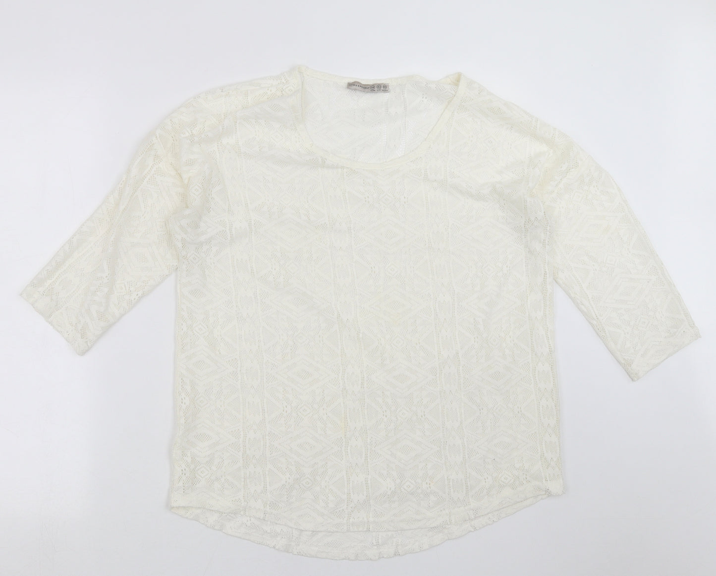 Primark Womens Ivory Geometric  Basic Blouse Size 14