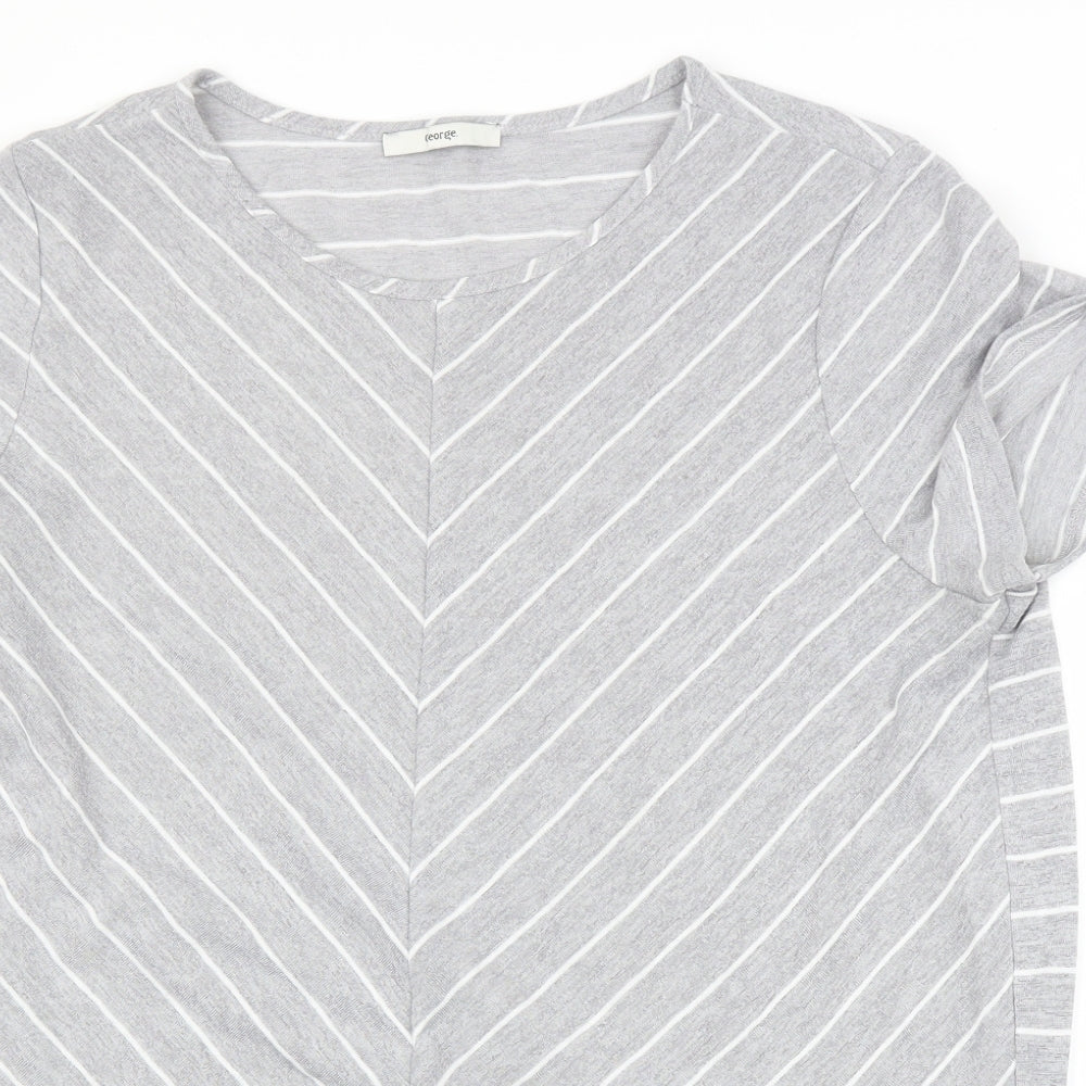 George Womens Grey Striped  Basic T-Shirt Size 18