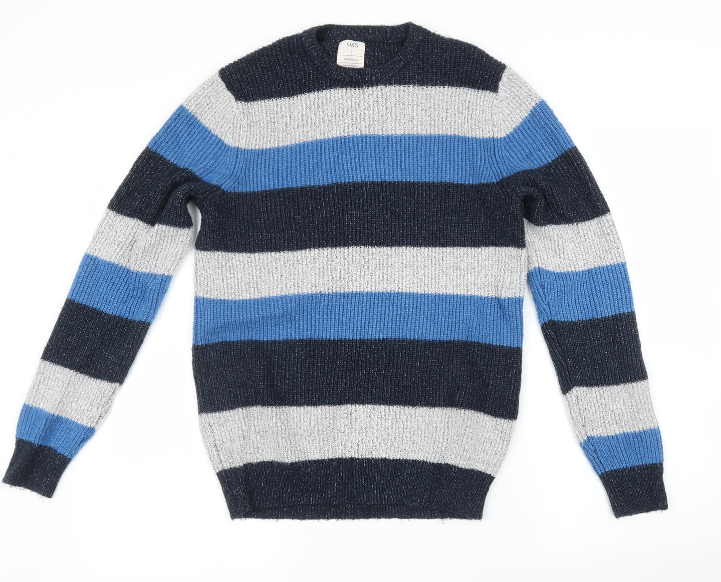 Marks and Spencer Mens Multicoloured Striped  Pullover Jumper Size S
