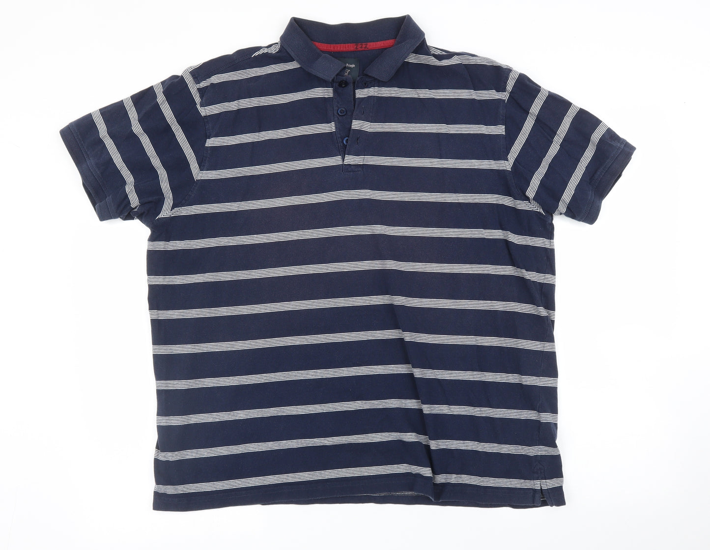 James Pringle Mens Blue Striped   Polo Size L