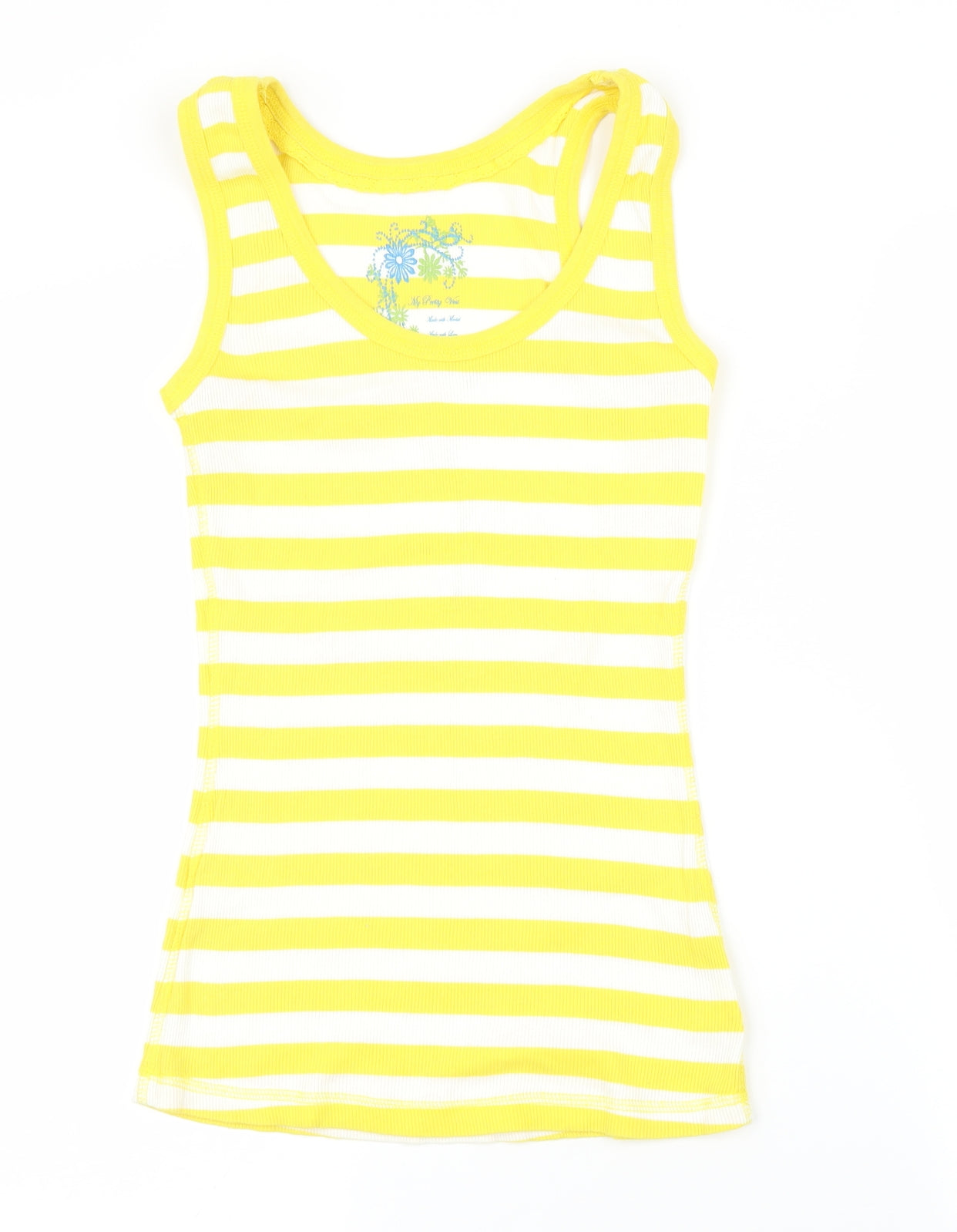 evie Womens Yellow Striped  Basic Tank Size 12