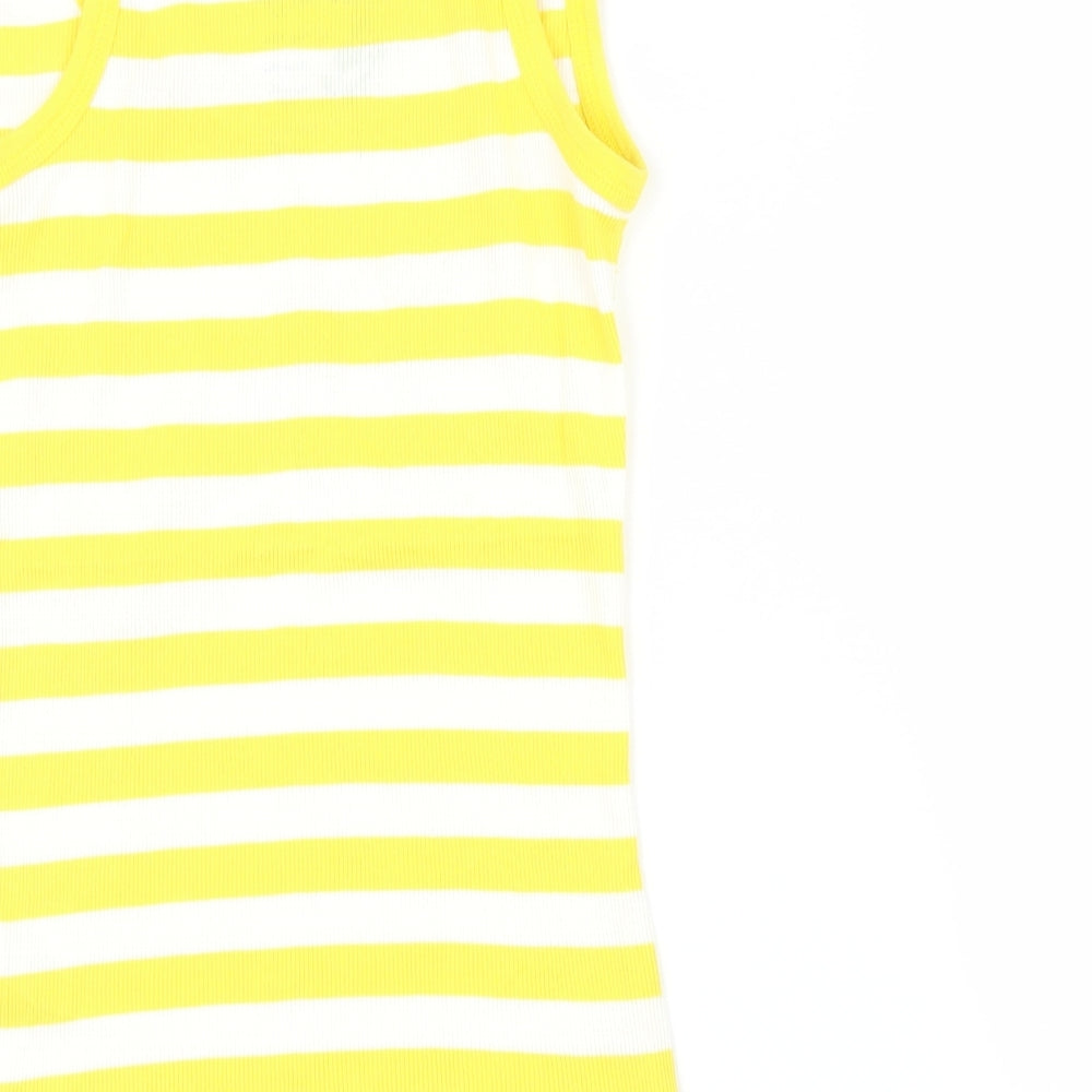 evie Womens Yellow Striped  Basic Tank Size 12