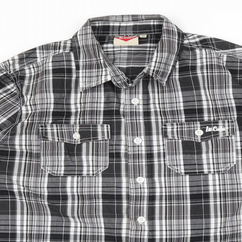 Lee Cooper Mens Black Check   Button-Up Size M