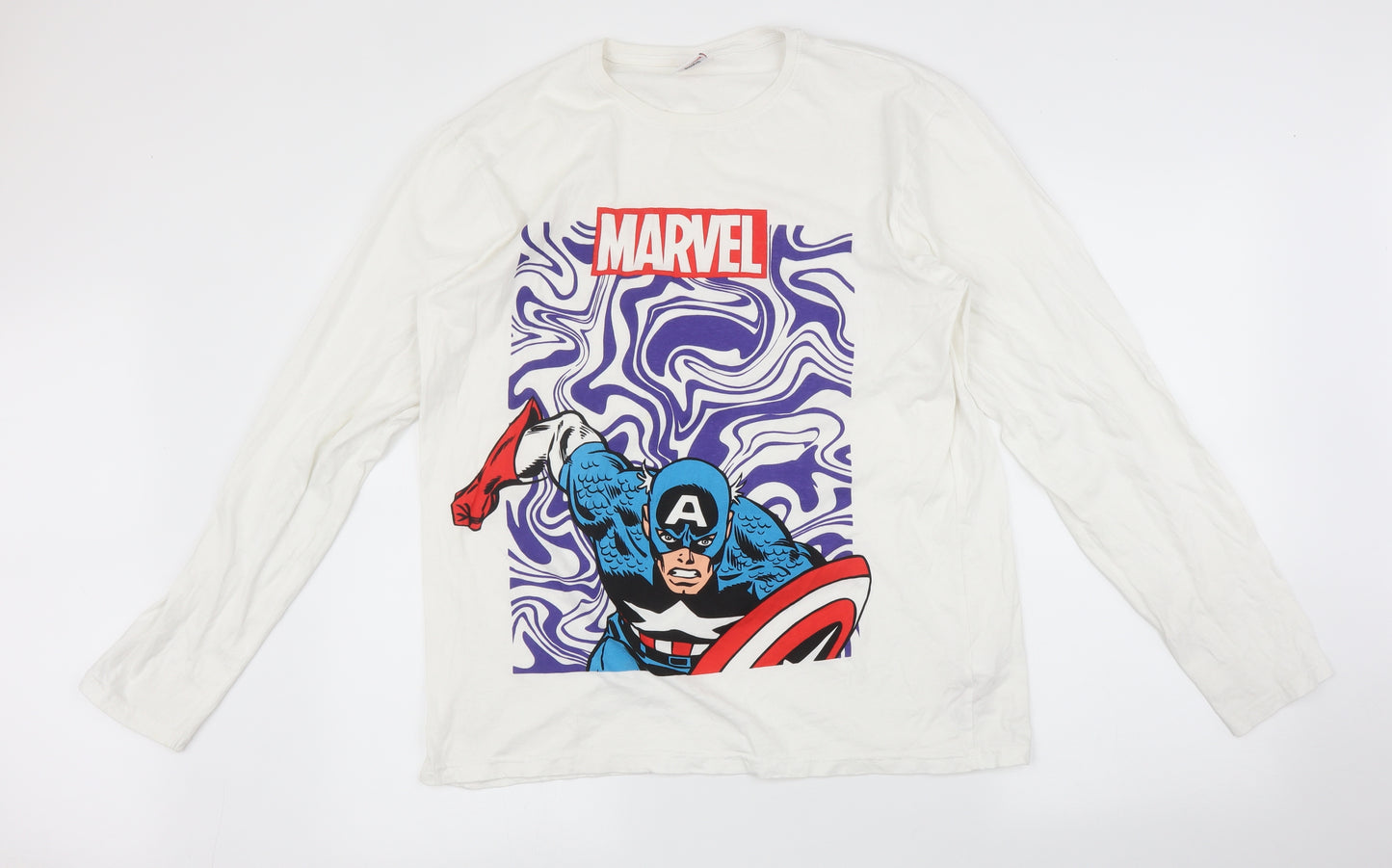 Primark Mens White    T-Shirt Size L  - Marvel