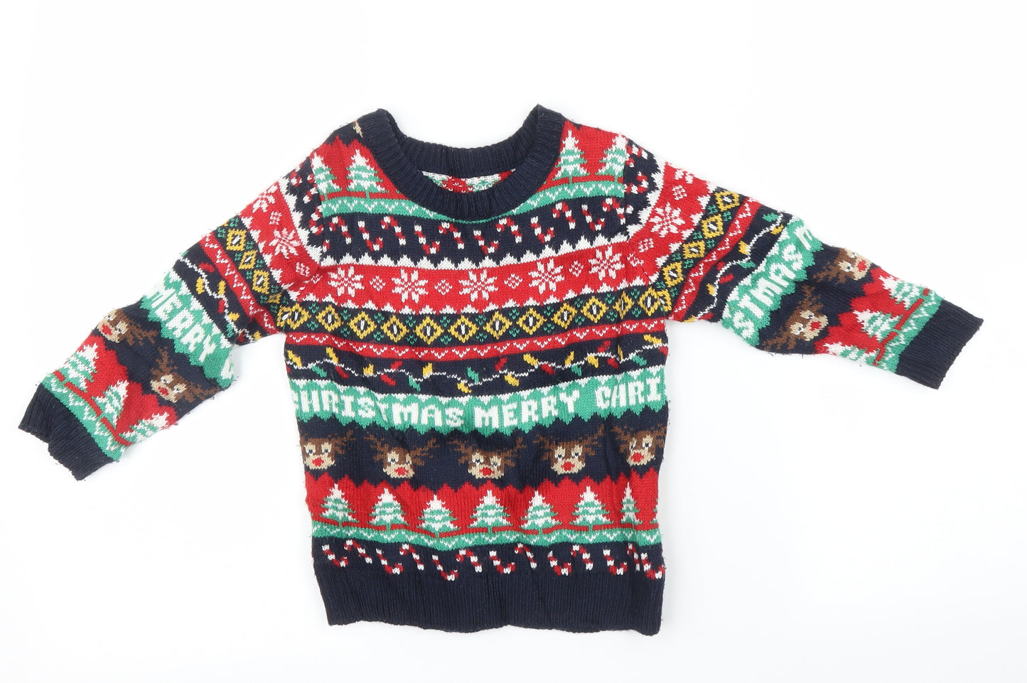 Matalan Boys Multicoloured Geometric  Pullover Jumper Size 2-3 Years  - Christmas Jumper