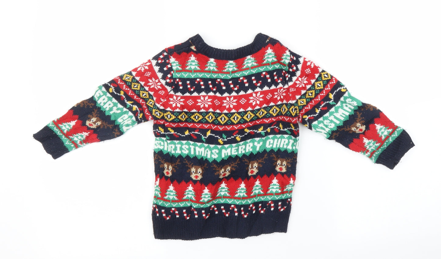 Matalan Boys Multicoloured Geometric  Pullover Jumper Size 2-3 Years  - Christmas Jumper
