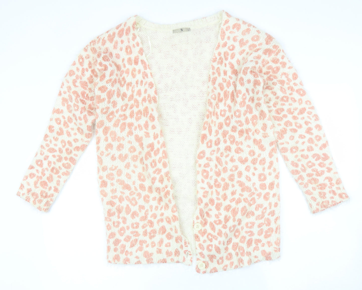 TU Womens Pink Animal Print  Cardigan Jumper Size 12