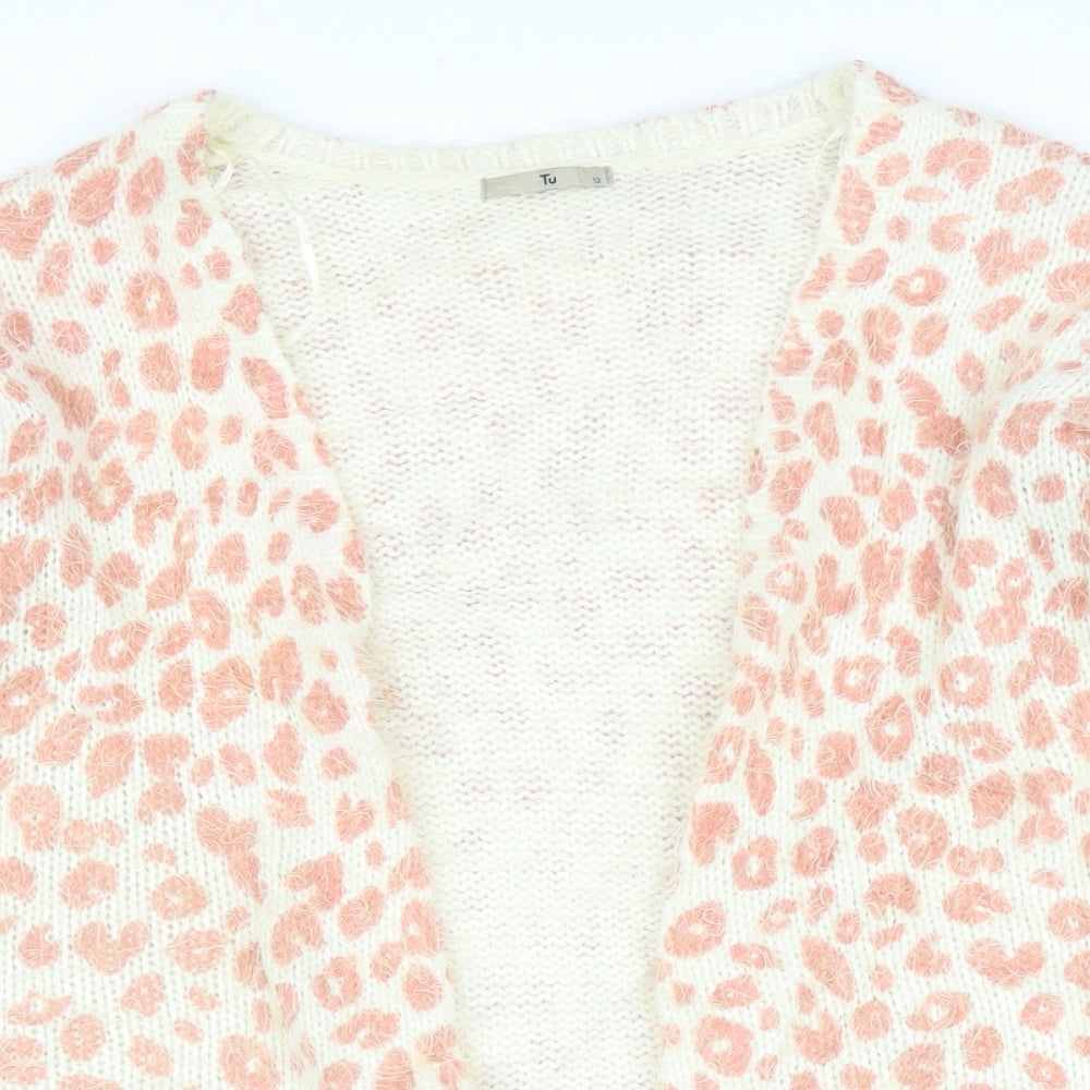 TU Womens Pink Animal Print  Cardigan Jumper Size 12