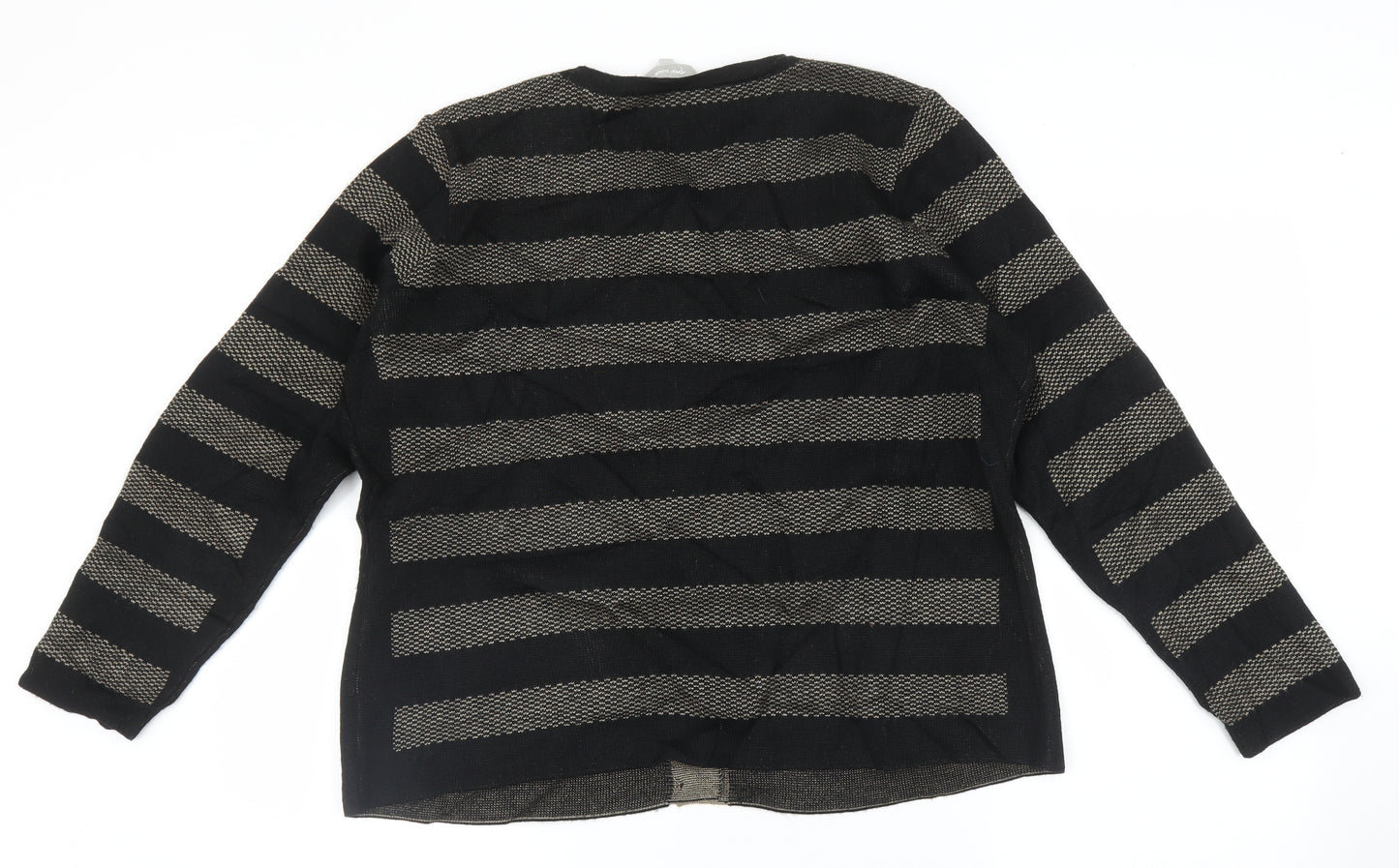 Marks and Spencer Womens Black Striped  Cardigan Jumper Size 16