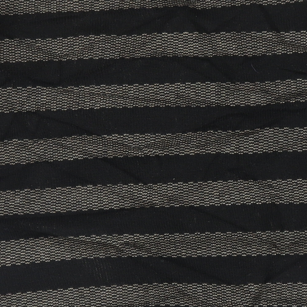 Marks and Spencer Womens Black Striped  Cardigan Jumper Size 16