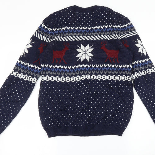 Stag and Hart Mens Blue Argyle/Diamond  Pullover Jumper Size S  - Christmas Jumper