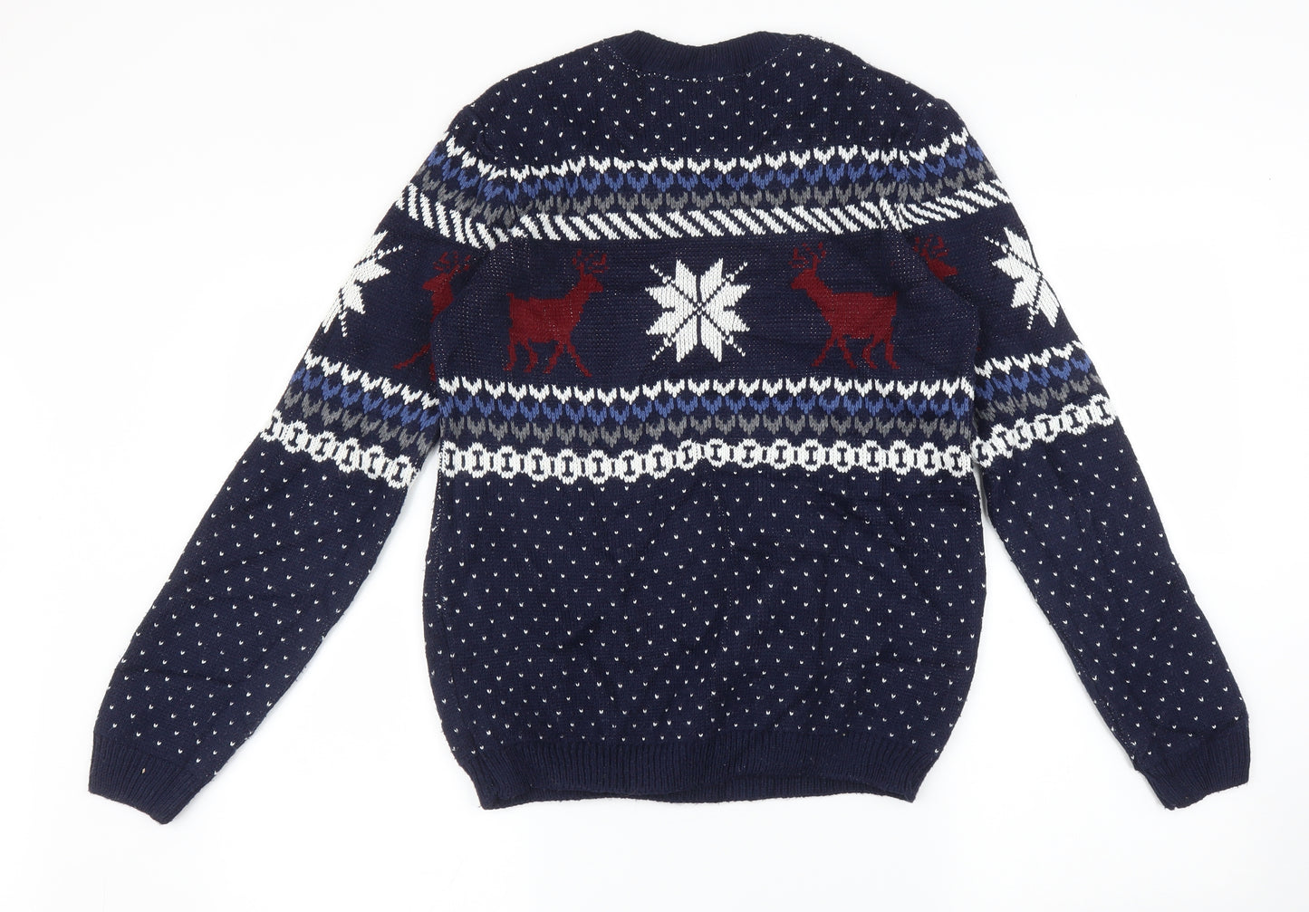 Stag and Hart Mens Blue Argyle/Diamond  Pullover Jumper Size S  - Christmas Jumper