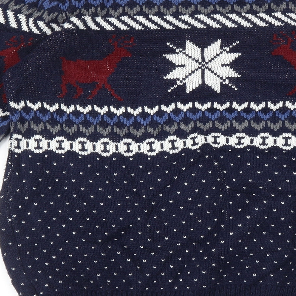 Stag and Hart Mens Blue Argyle/Diamond  Pullover Jumper Size S  - Christmas Jumper