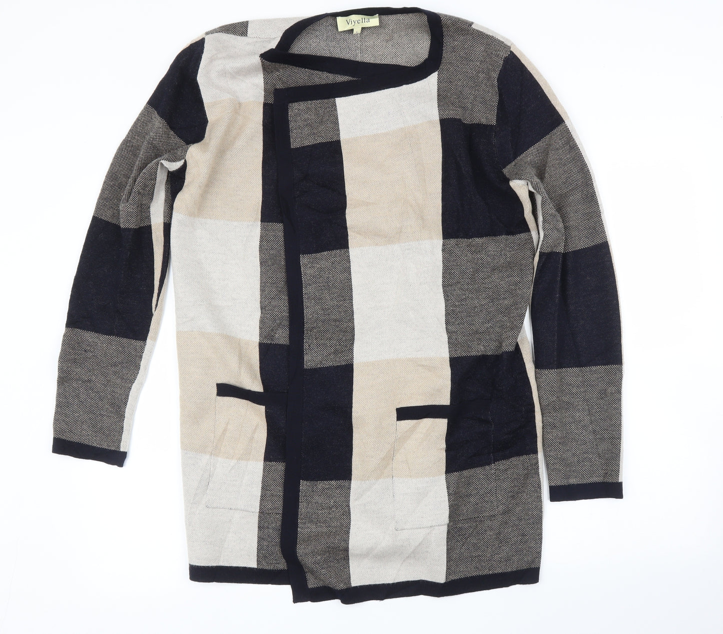 viyena Womens Multicoloured Check  Cardigan Jumper Size L