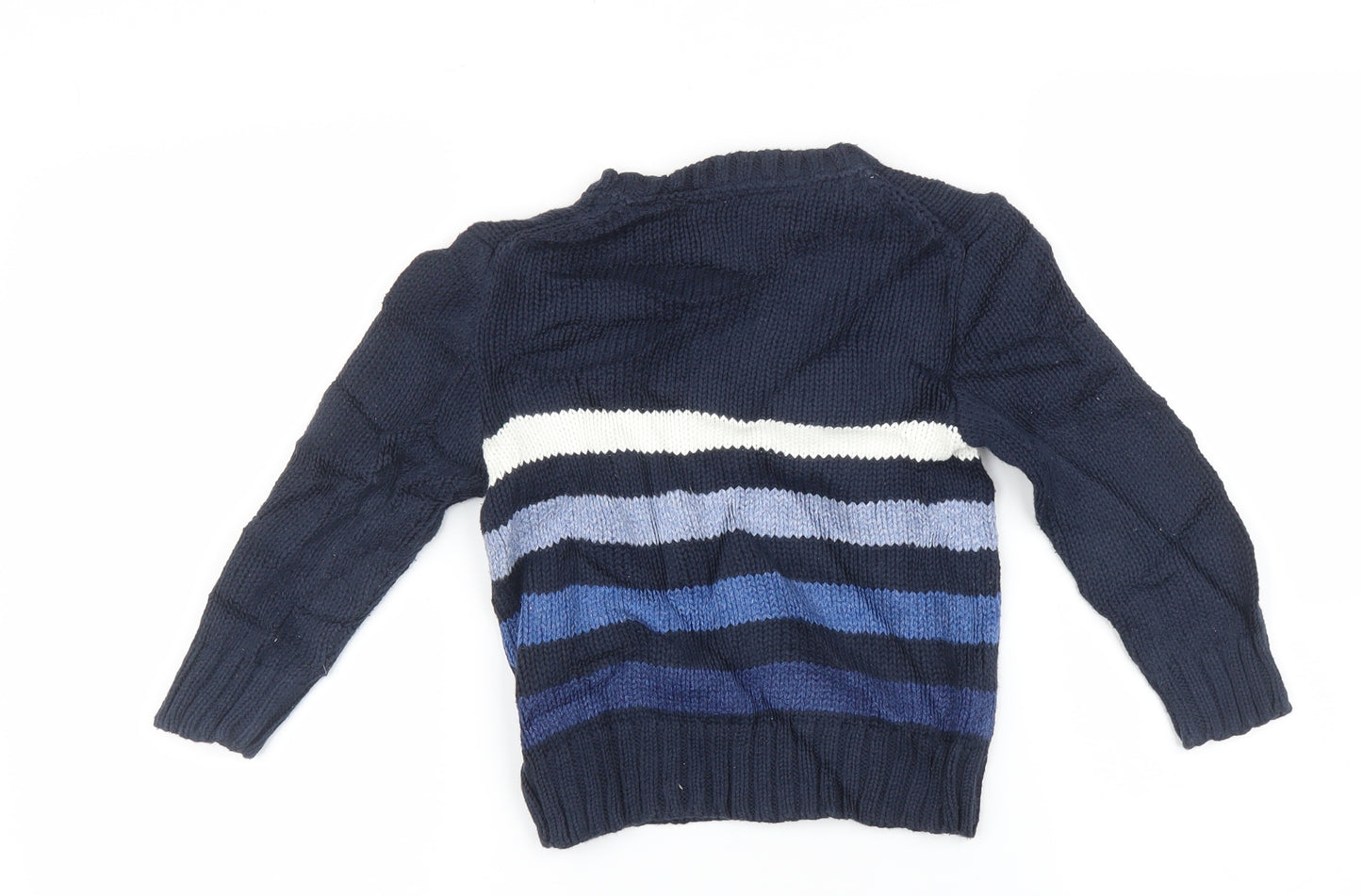 Ralph Lauren Boys Blue Striped  Pullover Jumper Size 3 Years