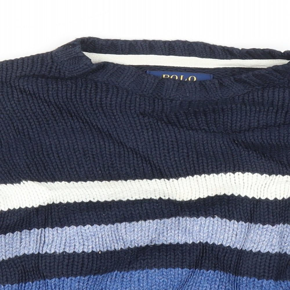 Ralph Lauren Boys Blue Striped  Pullover Jumper Size 3 Years