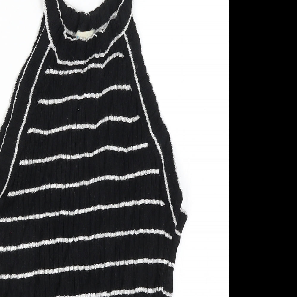 Lottie Womens Black Striped  Basic Tank Size 12