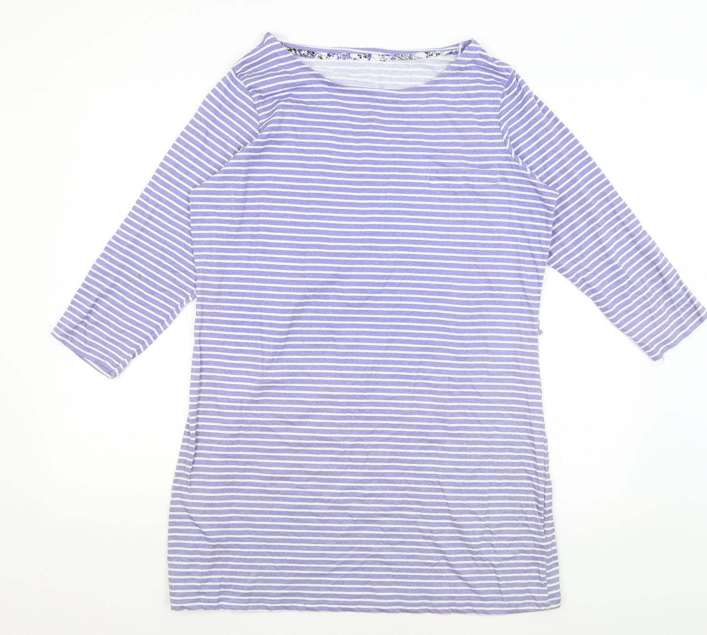 F&F Womens Blue Striped  Basic T-Shirt Size 16