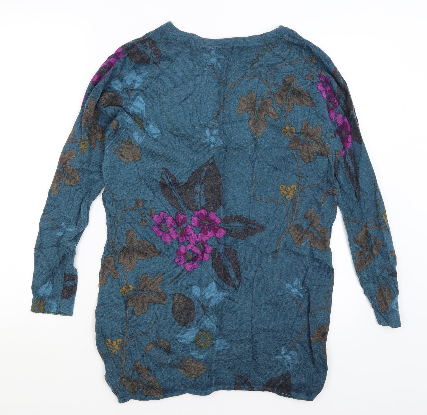 EAST Womens Blue Floral  Pullover Jumper Size S