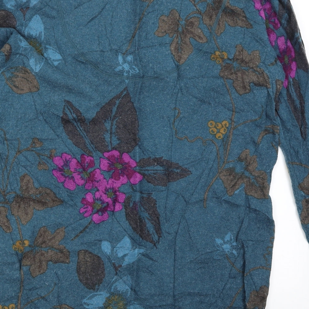 EAST Womens Blue Floral  Pullover Jumper Size S