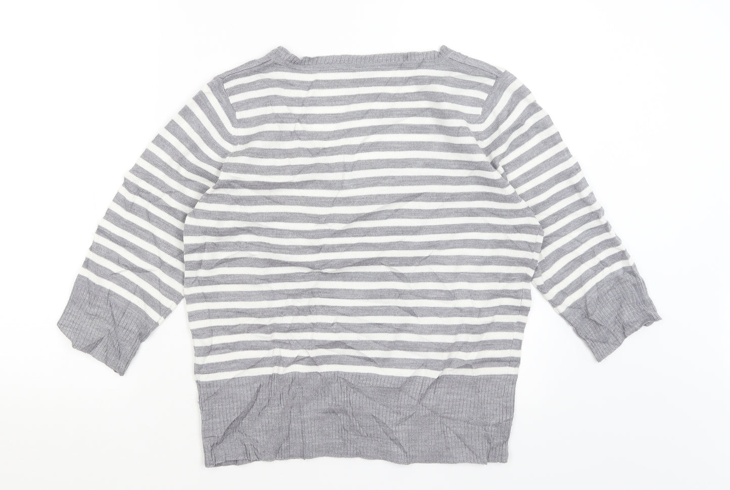 TU Womens Grey Striped  Basic T-Shirt Size 16