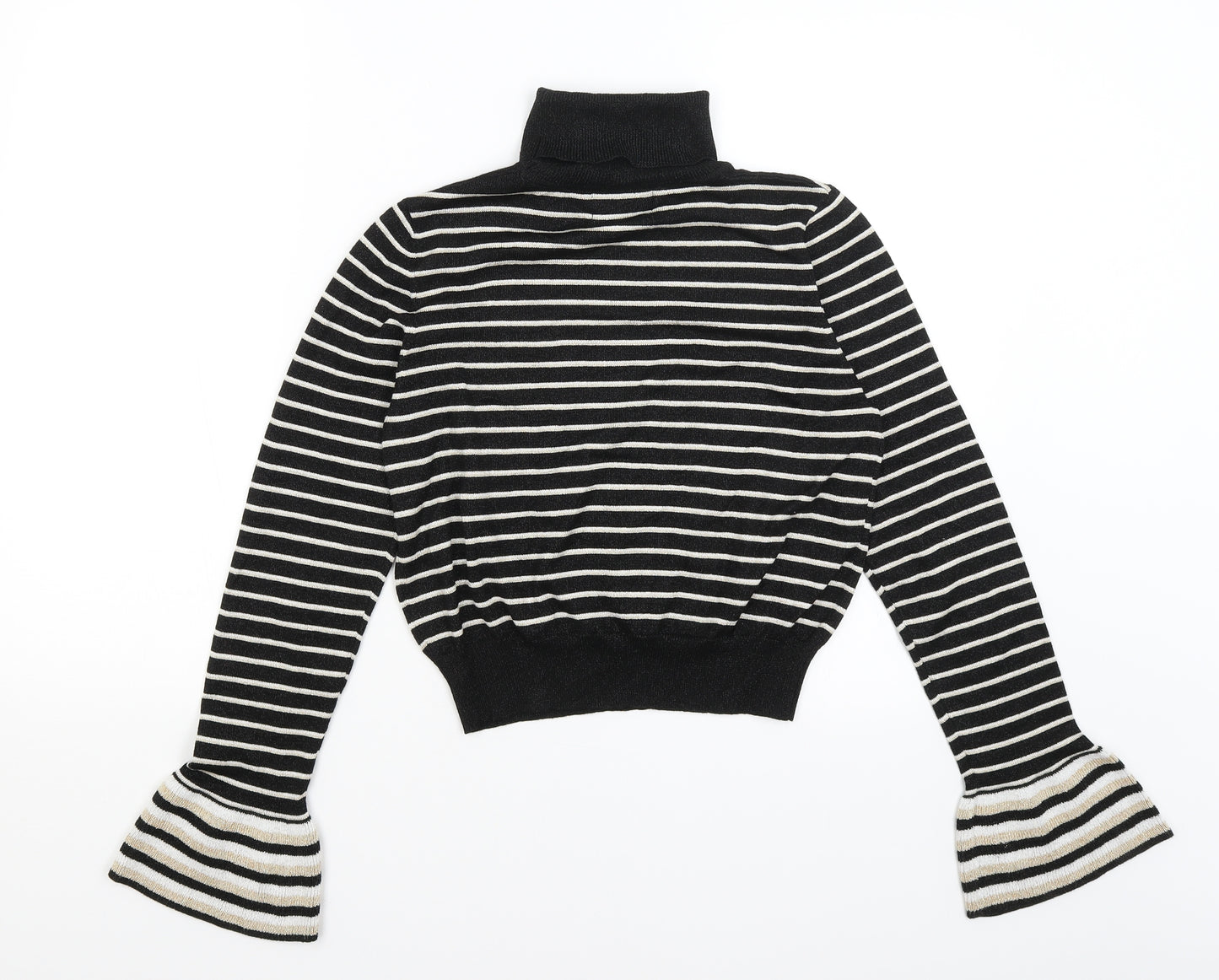 Absolutely Womens Black Striped  Basic T-Shirt Size S