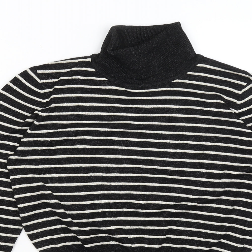 Absolutely Womens Black Striped  Basic T-Shirt Size S