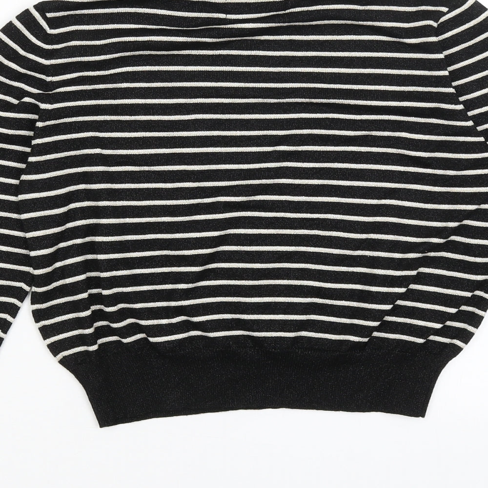 Absolutely Womens Black Striped  Basic T-Shirt Size S