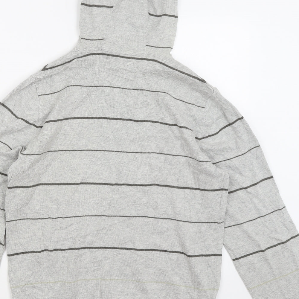 Soul Cal Mens Grey Striped  Pullover Hoodie Size M