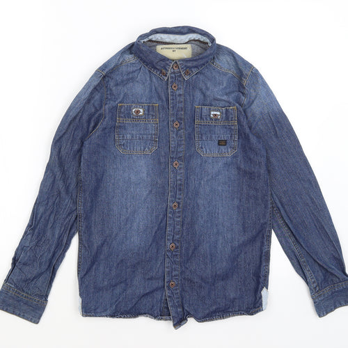 R Teens Boys Blue   Basic Button-Up Size 12 Years
