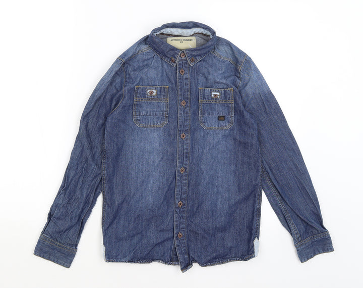 R Teens Boys Blue   Basic Button-Up Size 12 Years