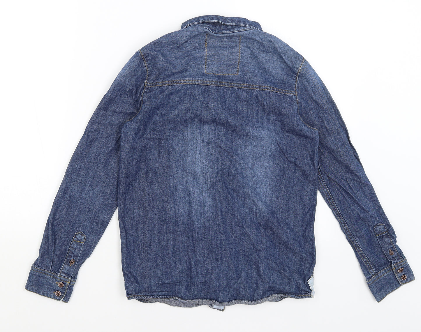 R Teens Boys Blue   Basic Button-Up Size 12 Years