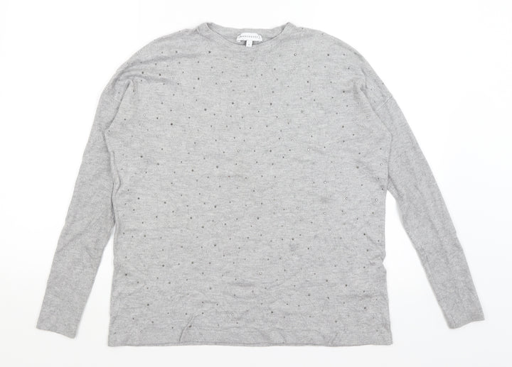 Warehouse Womens Grey Basic T-Shirt Size 8