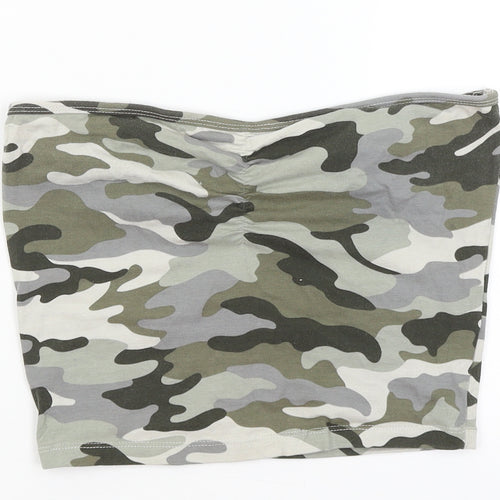 New Look Girls Green Camouflage  Cropped T-Shirt Size 14-15 Years