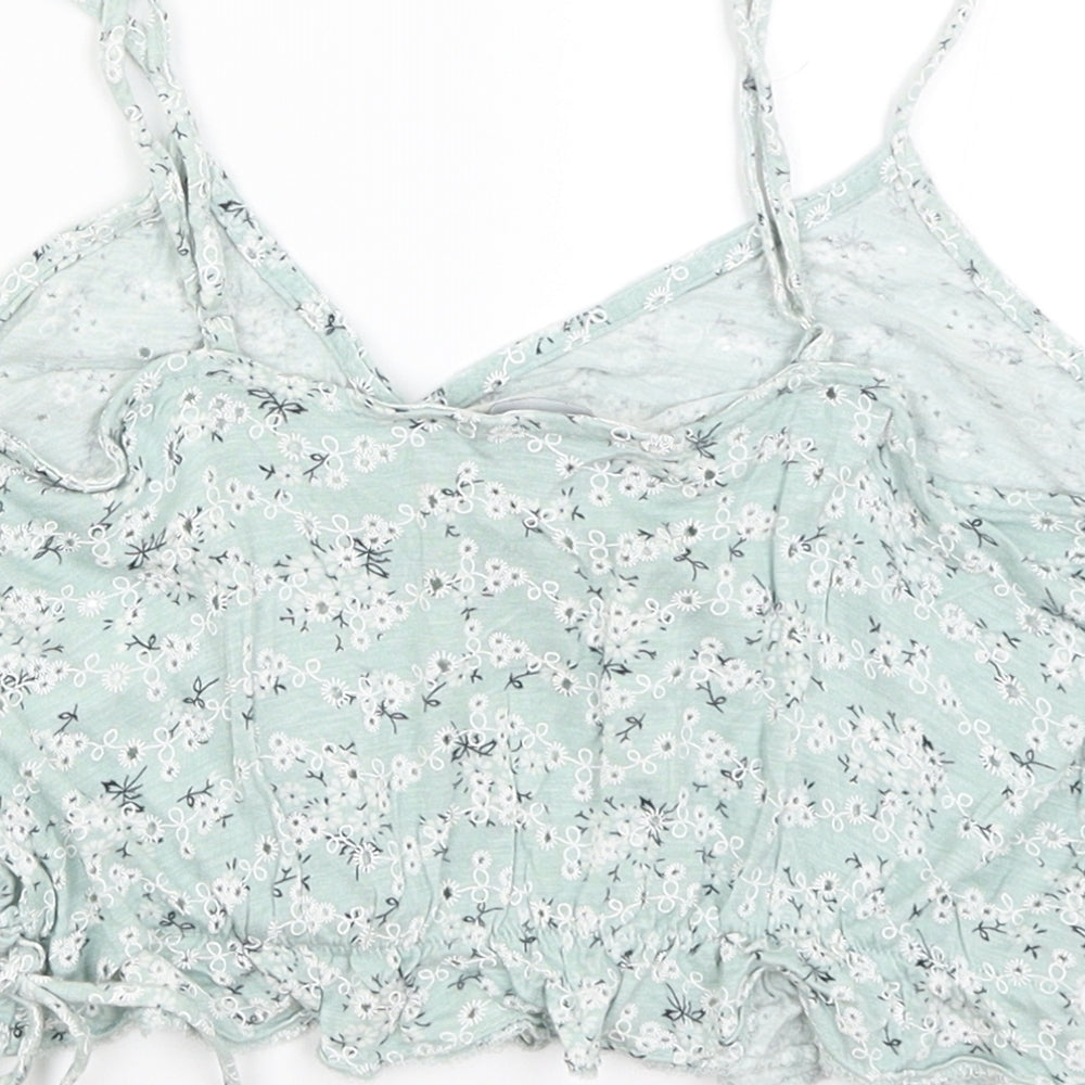 Primark Womens Green Floral  Cropped Tank Size 12