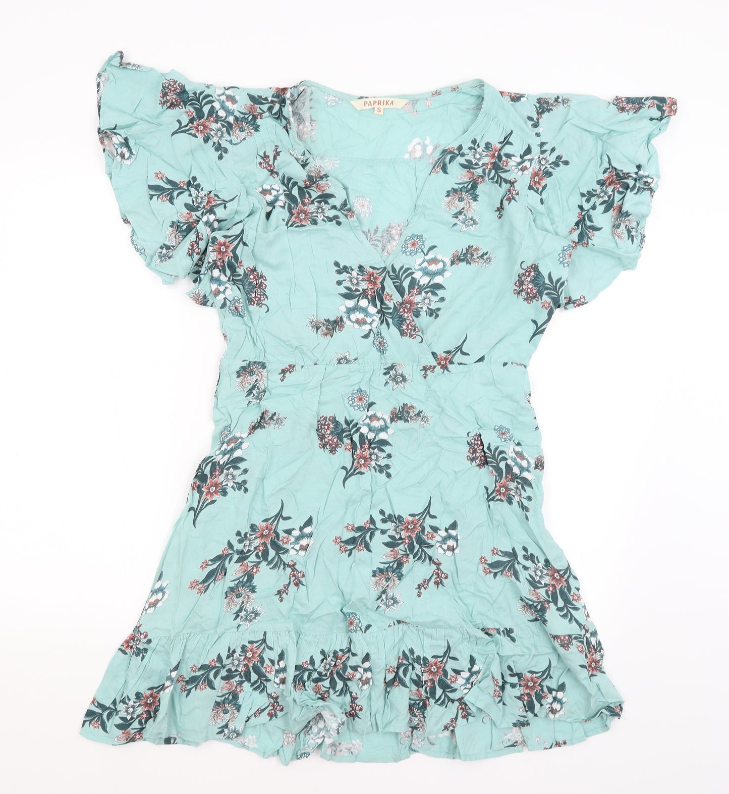 Paprika Womens Blue Floral  Fit & Flare  Size S