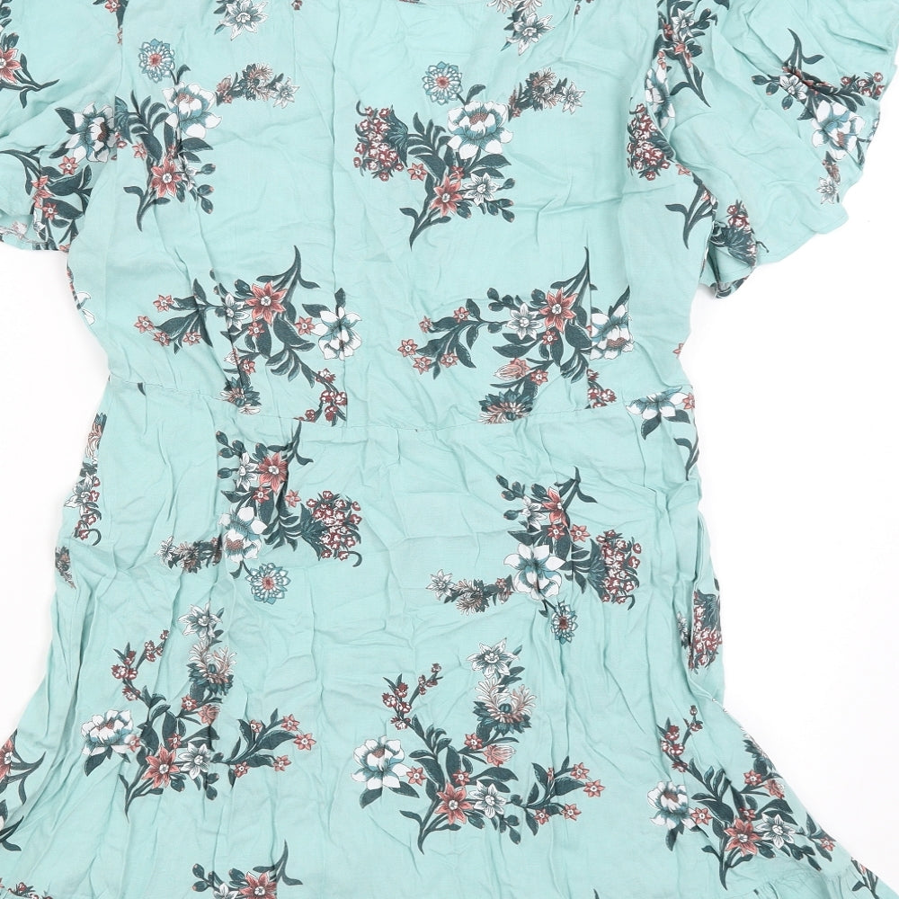 Paprika Womens Blue Floral  Fit & Flare  Size S