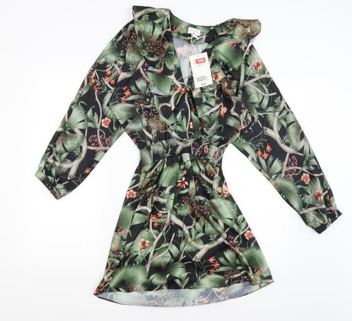 H&M Womens Black Floral Sheath Size XS