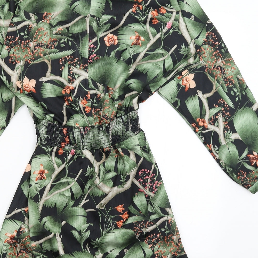 H&M Womens Black Floral  Sheath  Size XS