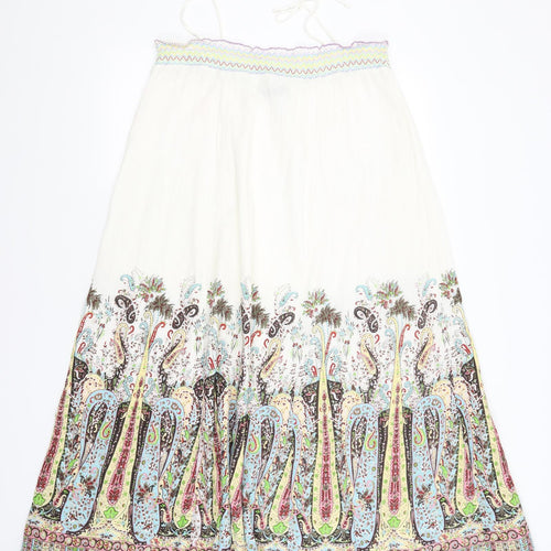In Town Womens White Paisley  A-Line  Size 8