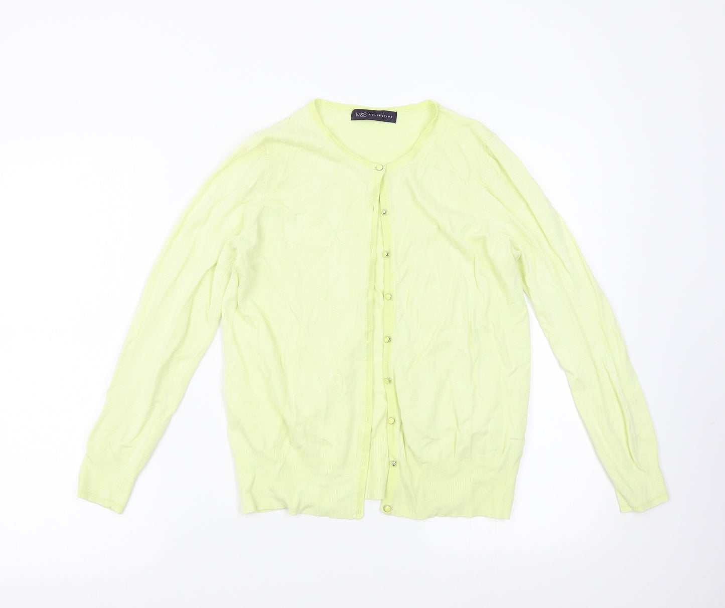 M&S Womens Yellow  Knit Cardigan Jumper Size 12