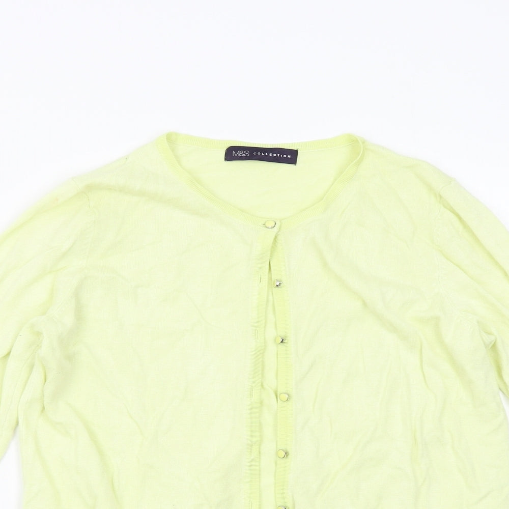 M&S Womens Yellow  Knit Cardigan Jumper Size 12