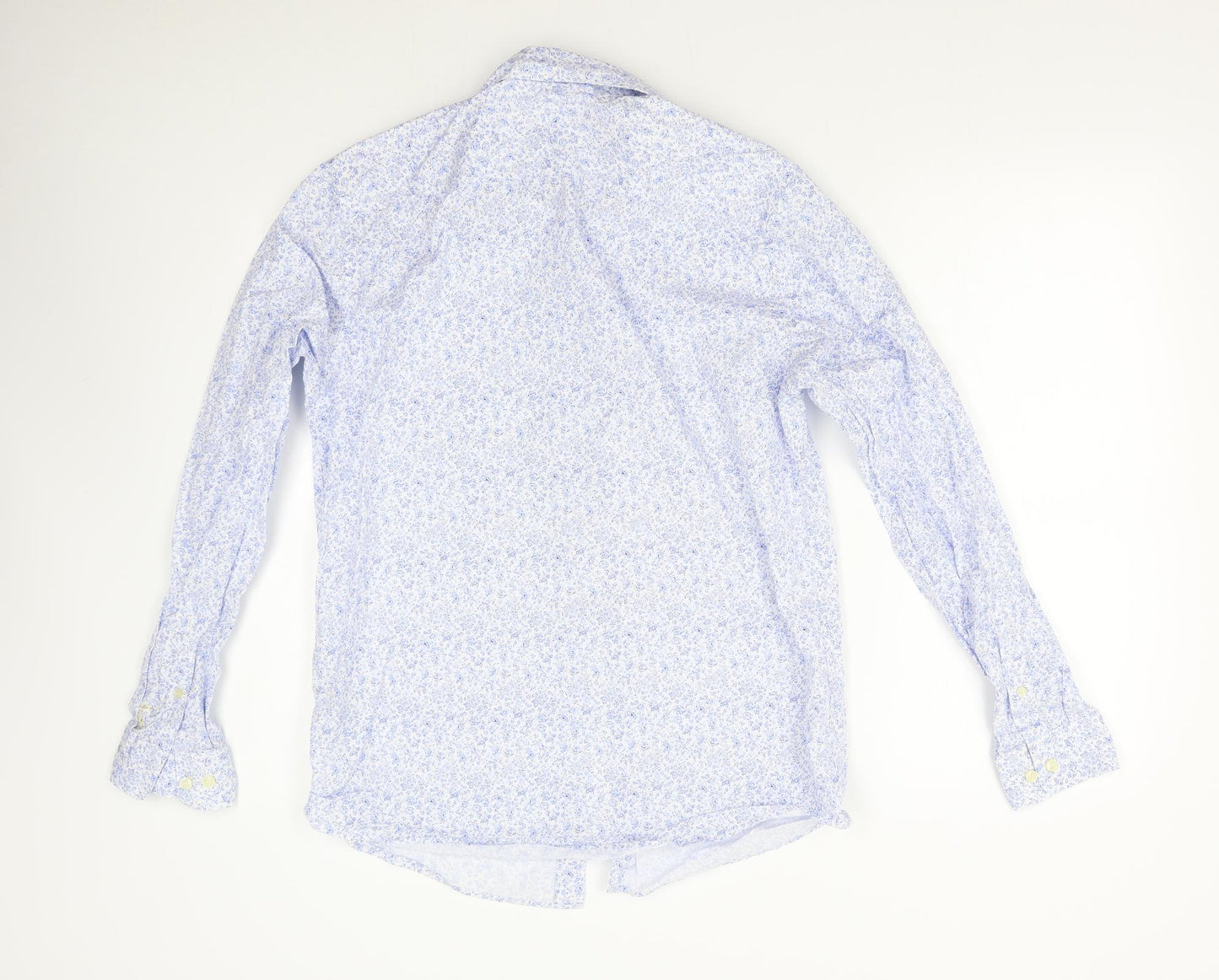 Selected Homme Mens Blue Floral   Button-Up Size 16.5