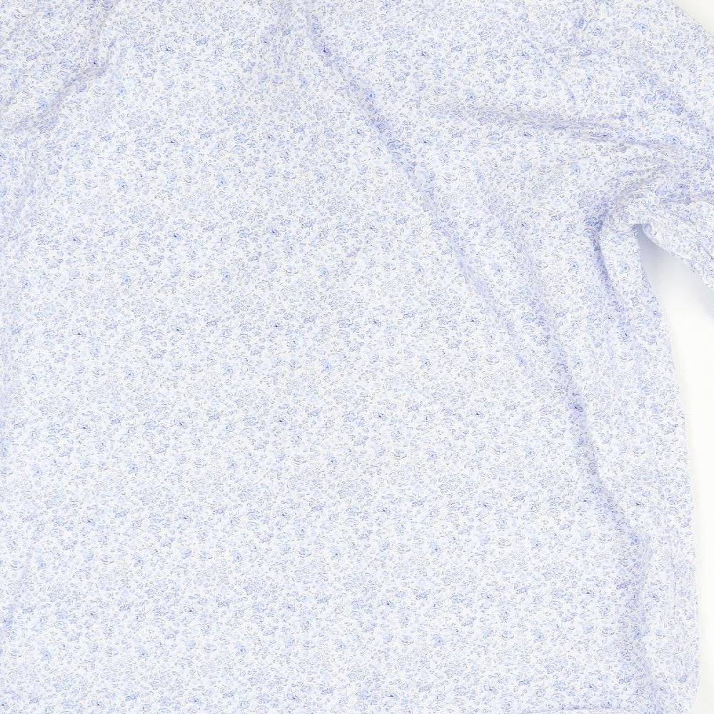 Selected Homme Mens Blue Floral   Button-Up Size 16.5