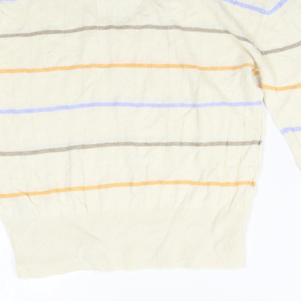 M&S Womens Beige Striped Knit Pullover Jumper Size S