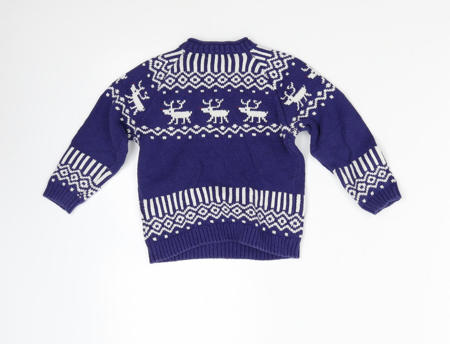 John Lewis Baby Blue Geometric Knit Pullover Jumper Size 12-18 Months  - Reindeer