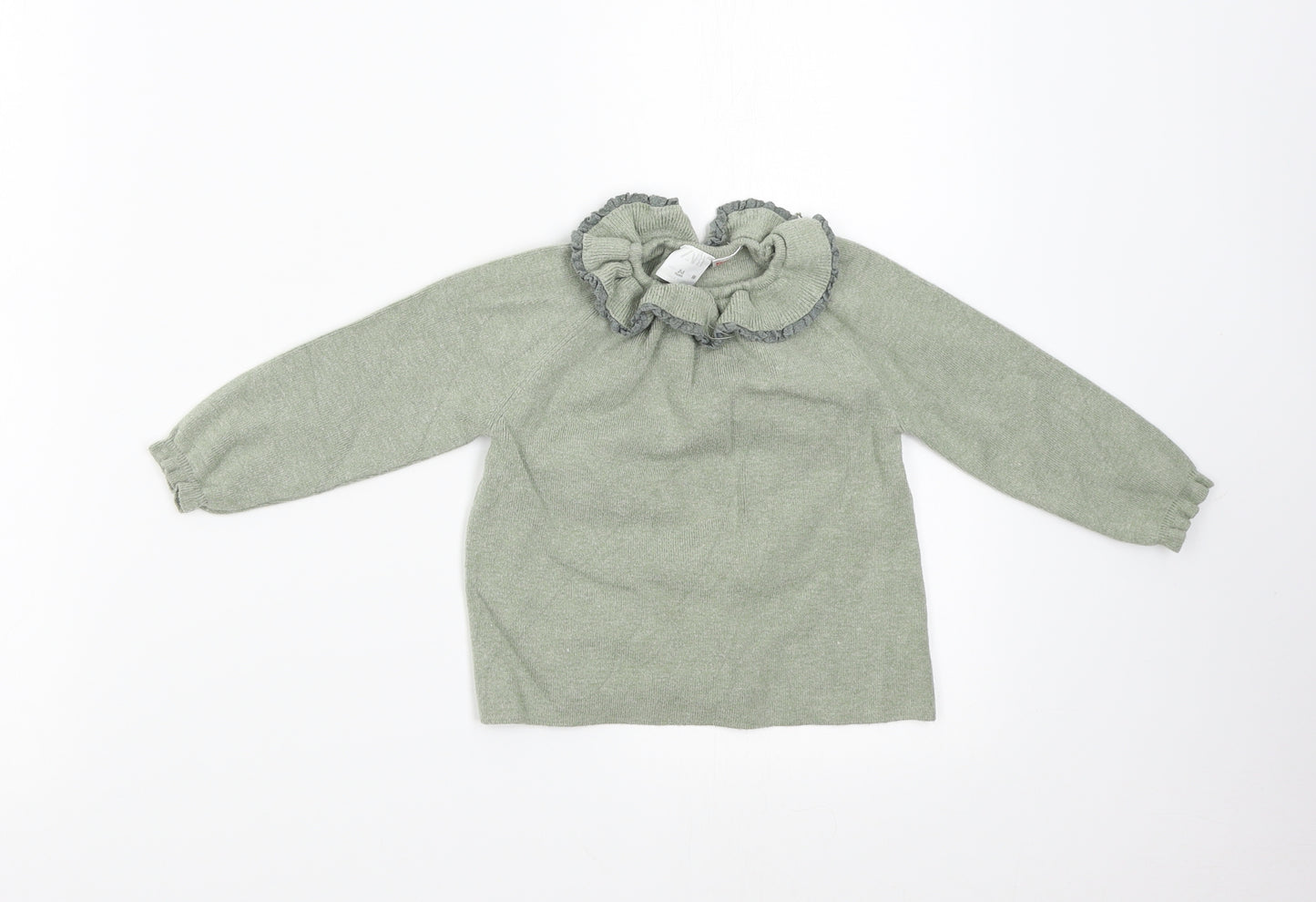 Zara Girls Green  Knit Pullover Jumper Size 2-3 Years